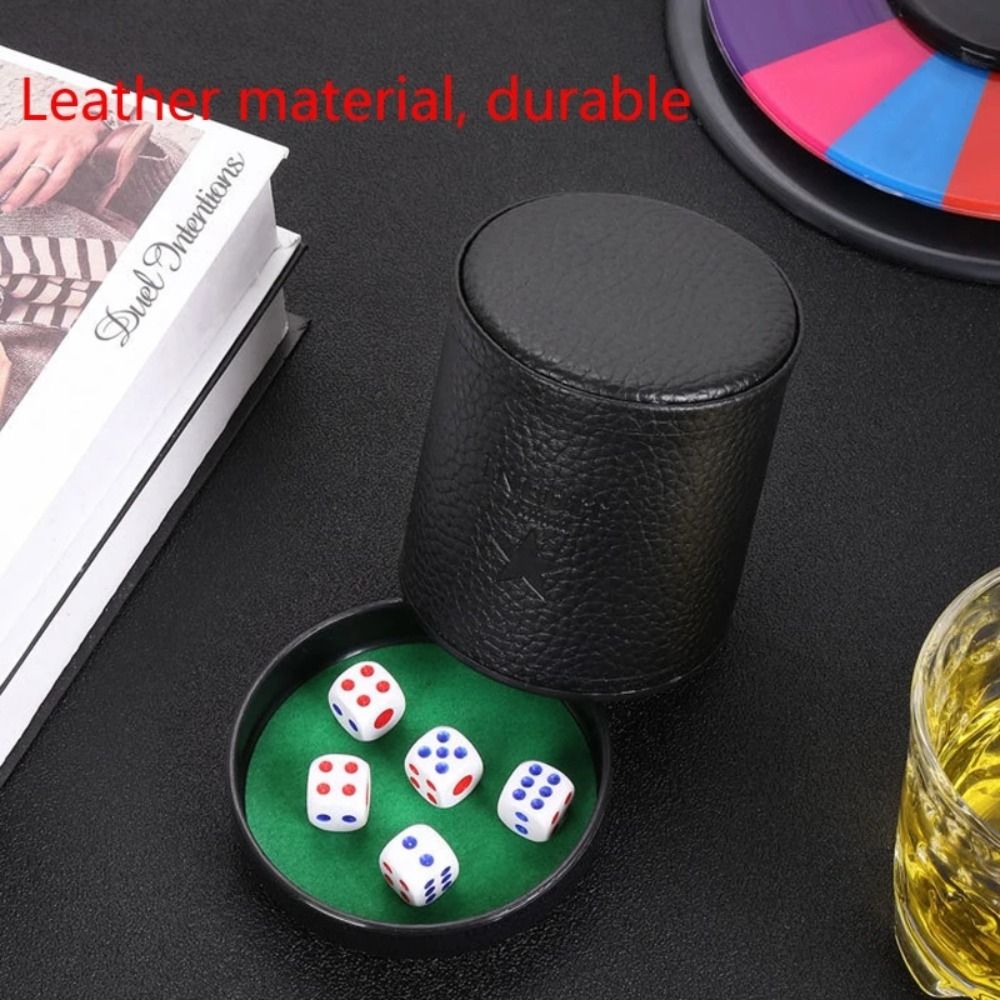 Board Game Yahtzee - Kapaklı deri barbut kutusu yeşil kırmızı