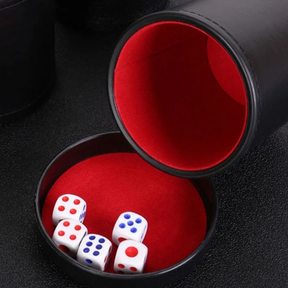 Board Game Yahtzee - Kapaklı Deri Zar Kabı, Yeşil Kırmızı